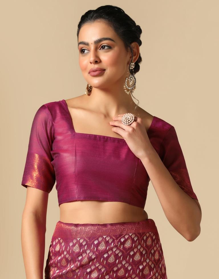 Maroon Banarasi Cotton Saree | Leemboodi