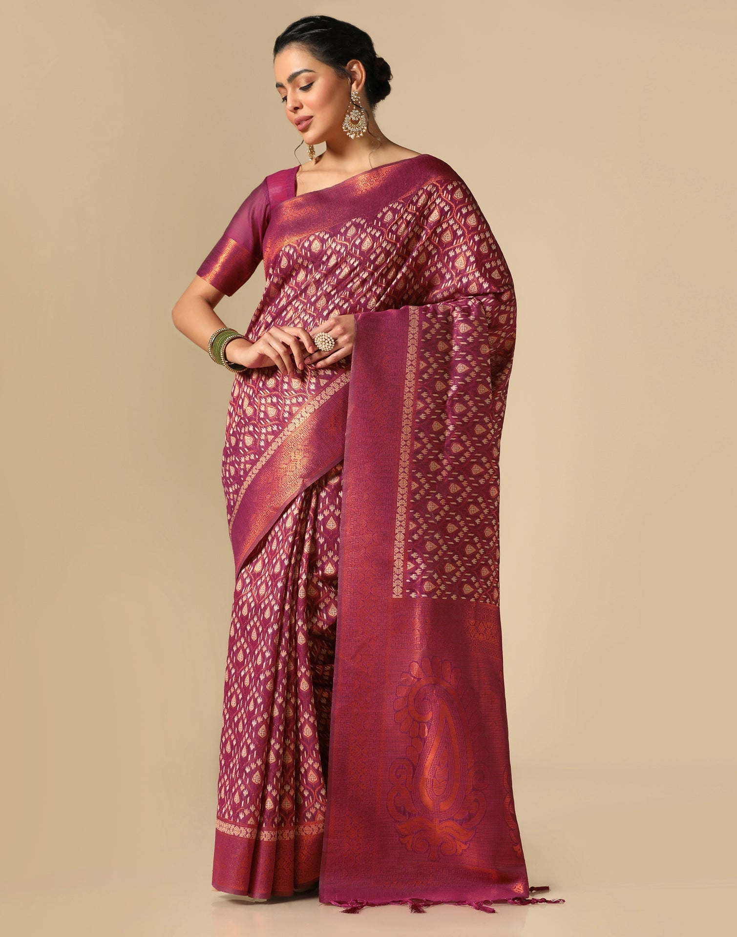 Maroon Banarasi Cotton Saree | Leemboodi