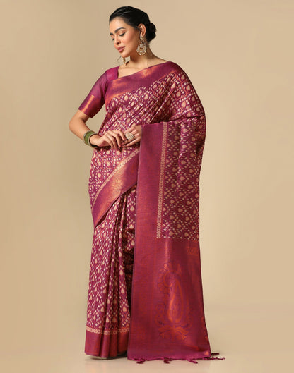 Maroon Banarasi Cotton Saree | Leemboodi