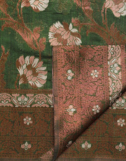 Olive Green Banarasi Cotton Saree | Leemboodi