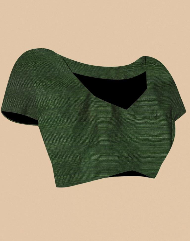 Olive Green Banarasi Cotton Saree | Leemboodi