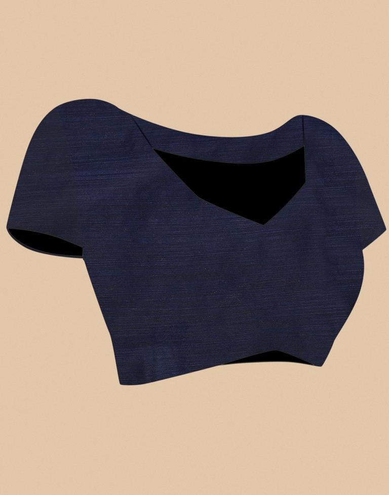 Dark Blue Banarasi Cotton Saree | Leemboodi