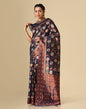 Dark Blue Banarasi Cotton Saree | Leemboodi