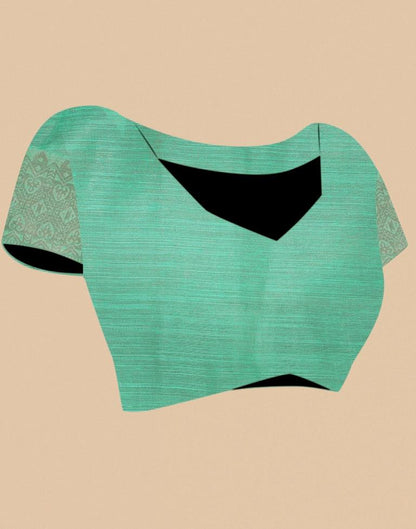Turquoise Green Banarasi Cotton Saree | Leemboodi