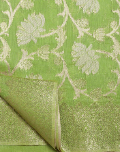 Light Green Banarasi Cotton Saree | Leemboodi