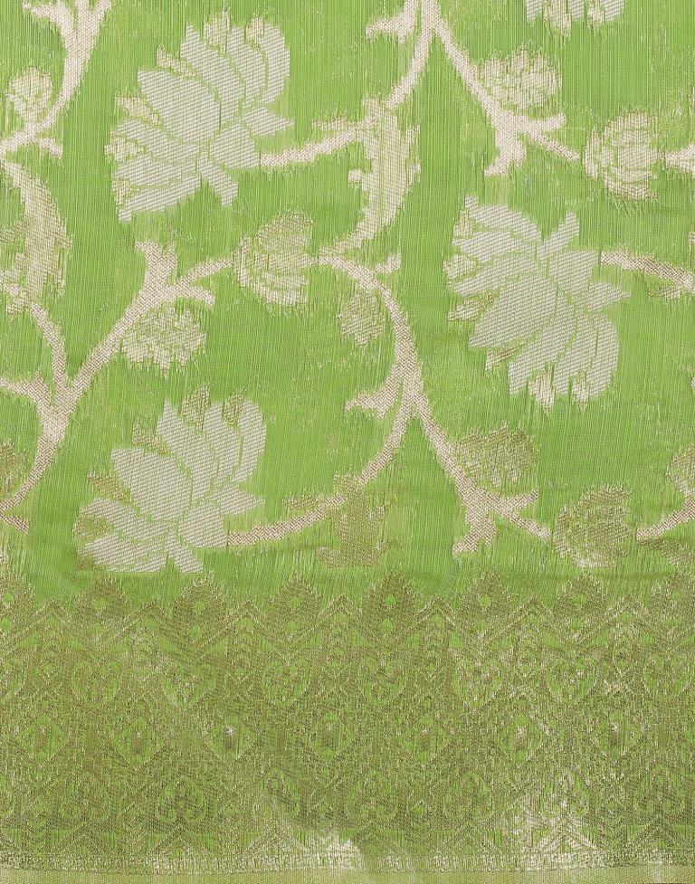 Light Green Banarasi Cotton Saree | Leemboodi