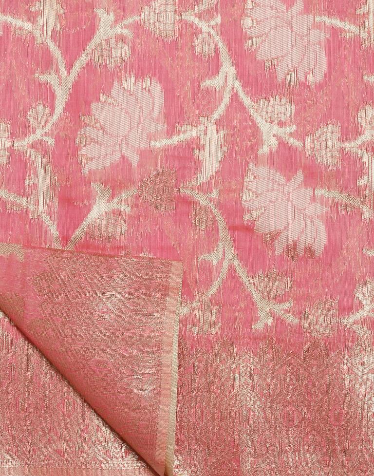 Pink Banarasi Cotton Saree | Leemboodi