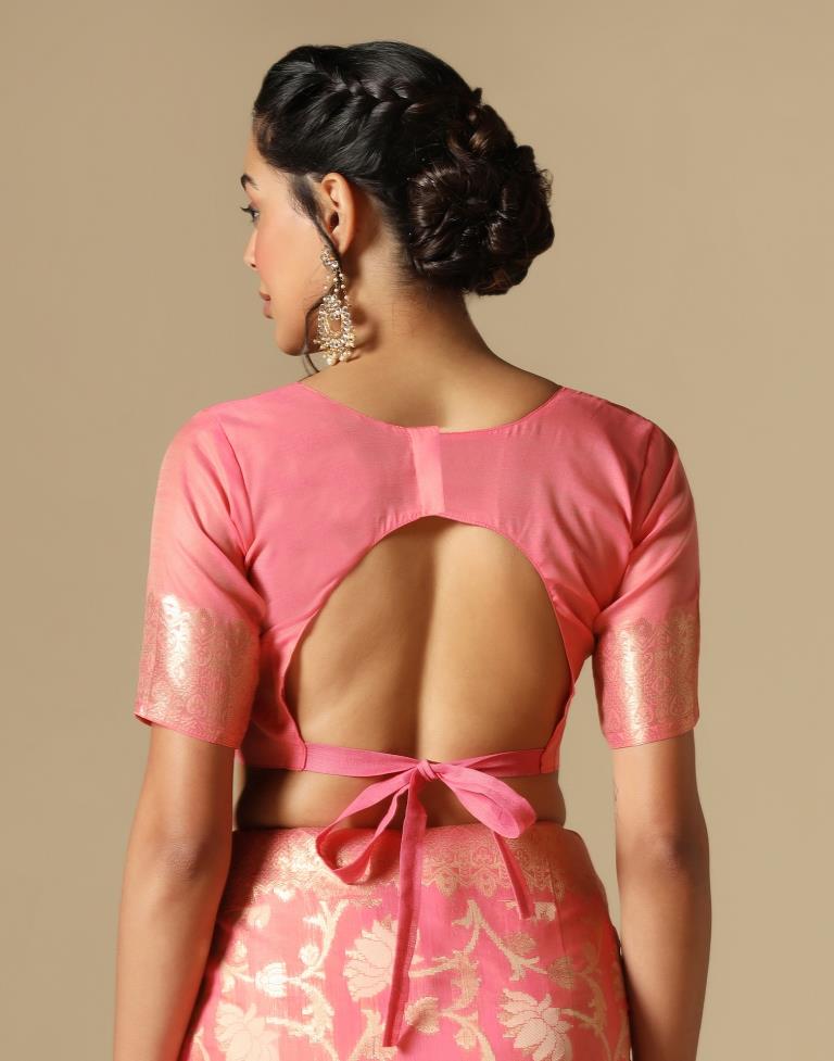 Pink Banarasi Cotton Saree | Leemboodi