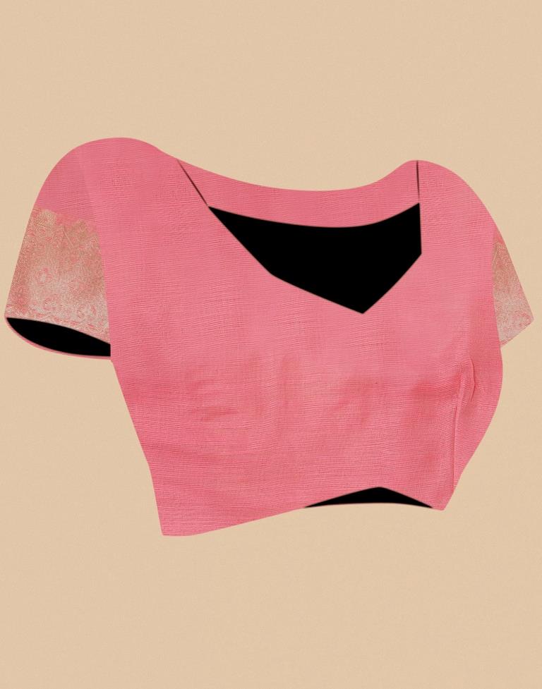 Pink Banarasi Cotton Saree | Leemboodi