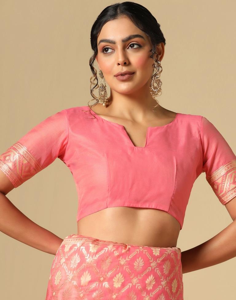 Pink Banarasi Cotton Saree | Leemboodi