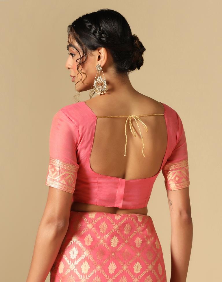Pink Banarasi Cotton Saree | Leemboodi