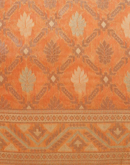 Orange Banarasi Cotton Saree | Leemboodi