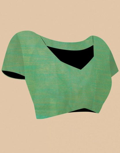 Turquoise Green Banarasi Cotton Saree | Leemboodi