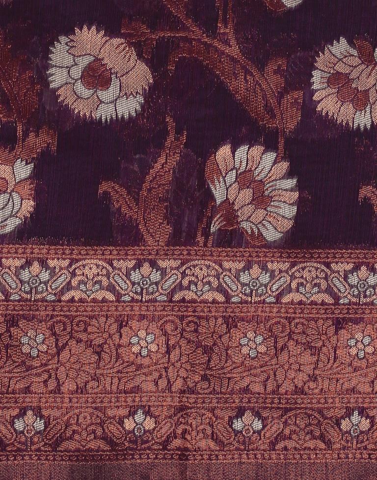 Purple Banarasi Cotton Saree | Leemboodi