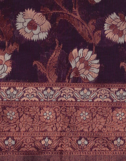 Purple Banarasi Cotton Saree | Leemboodi