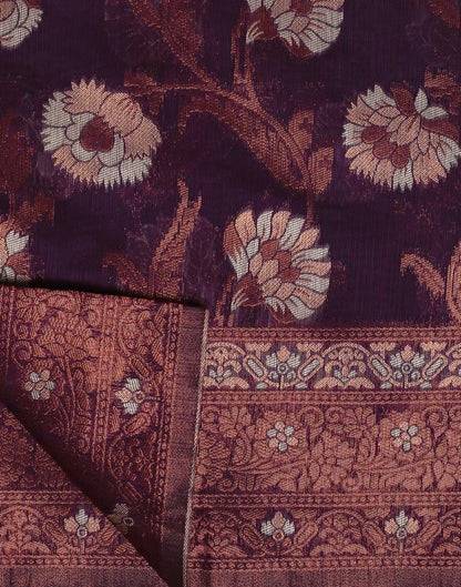 Purple Banarasi Cotton Saree | Leemboodi