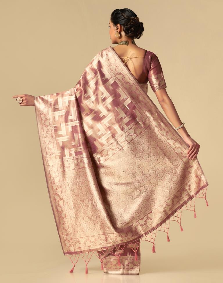 Rose Wood Banarasi Jacquard Saree | Leemboodi