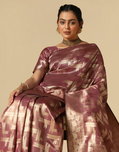 Rose Wood Banarasi Jacquard Saree | Leemboodi
