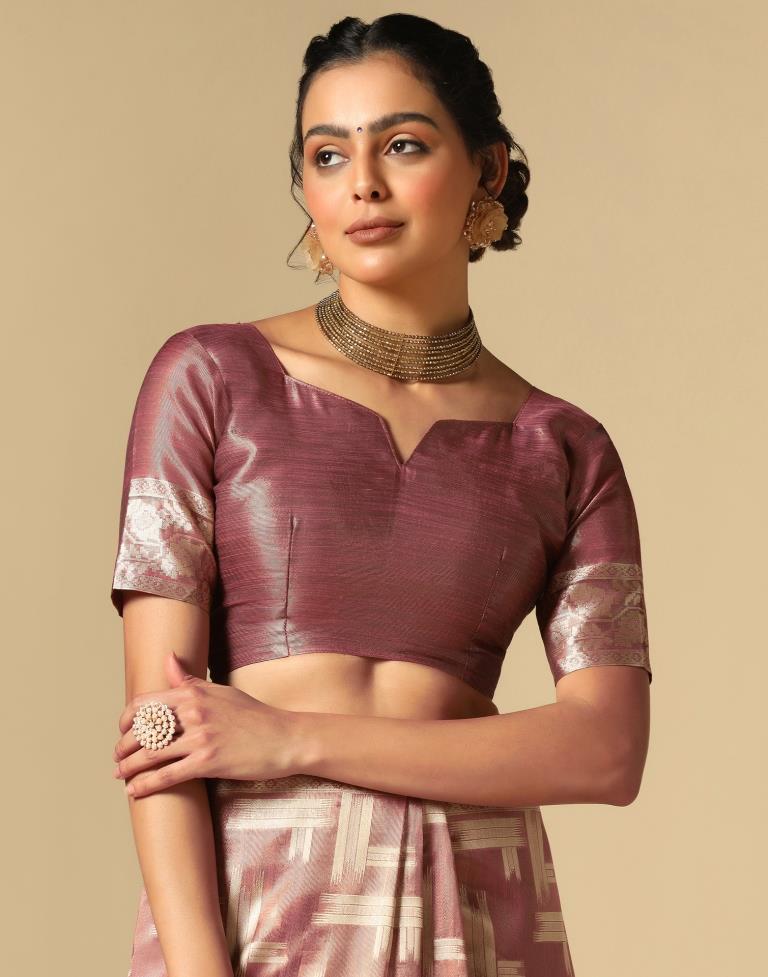 Rose Wood Banarasi Jacquard Saree | Leemboodi