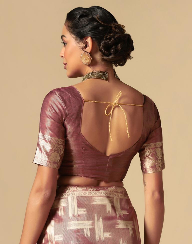 Rose Wood Banarasi Jacquard Saree | Leemboodi