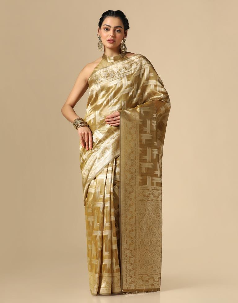 Golden Banarasi Jacquard Saree | Leemboodi
