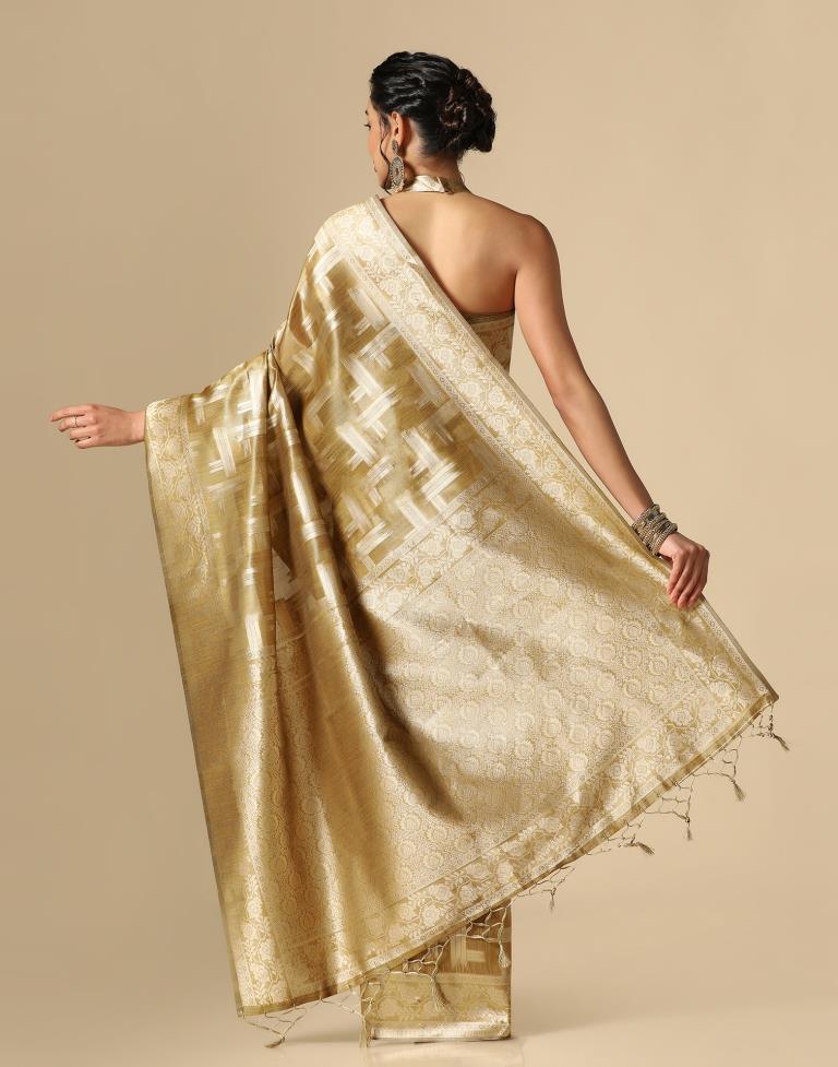 Golden Banarasi Jacquard Saree | Leemboodi