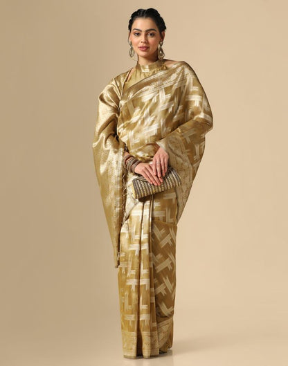 Golden Banarasi Jacquard Saree | Leemboodi