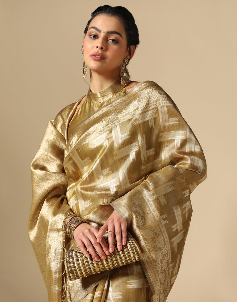Golden Banarasi Jacquard Saree | Leemboodi
