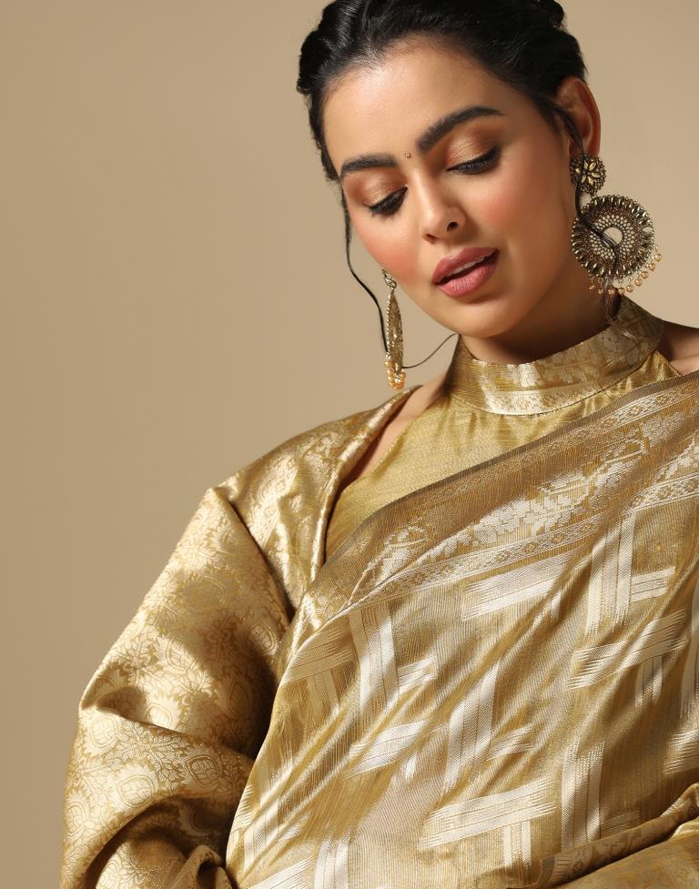 Golden Banarasi Jacquard Saree | Leemboodi