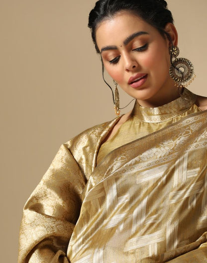 Golden Banarasi Jacquard Saree | Leemboodi