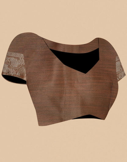 Brown Banarasi Jacquard Saree | Leemboodi