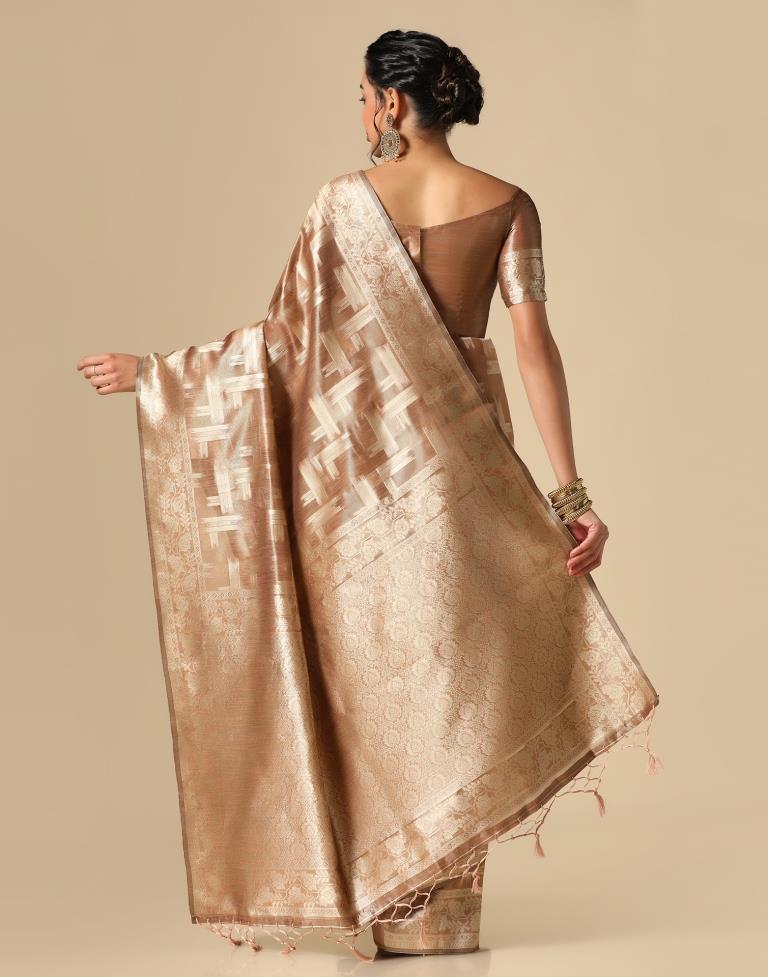Brown Banarasi Jacquard Saree | Leemboodi