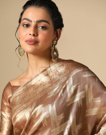 Brown Banarasi Jacquard Saree | Leemboodi