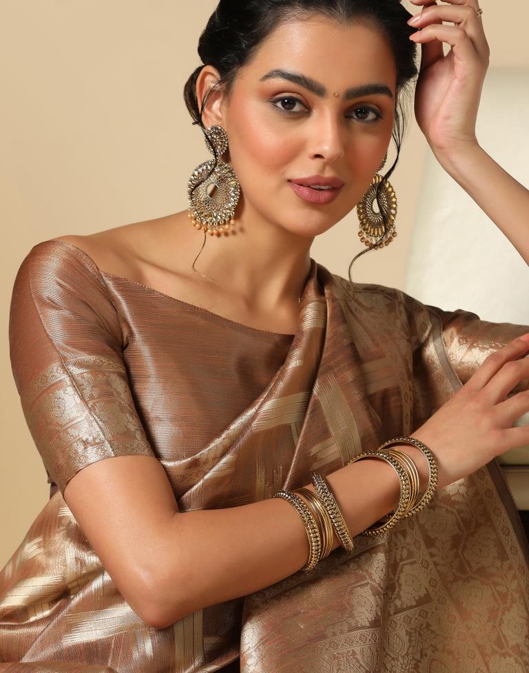 Brown Banarasi Jacquard Saree | Leemboodi