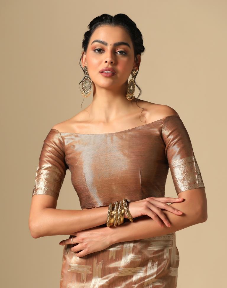 Brown Banarasi Jacquard Saree | Leemboodi