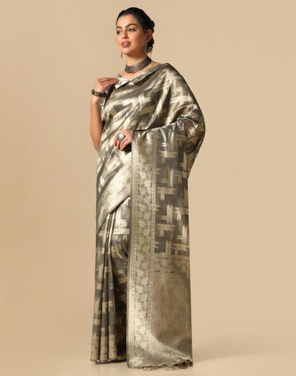 Grey Banarasi Jacquard Saree | Leemboodi