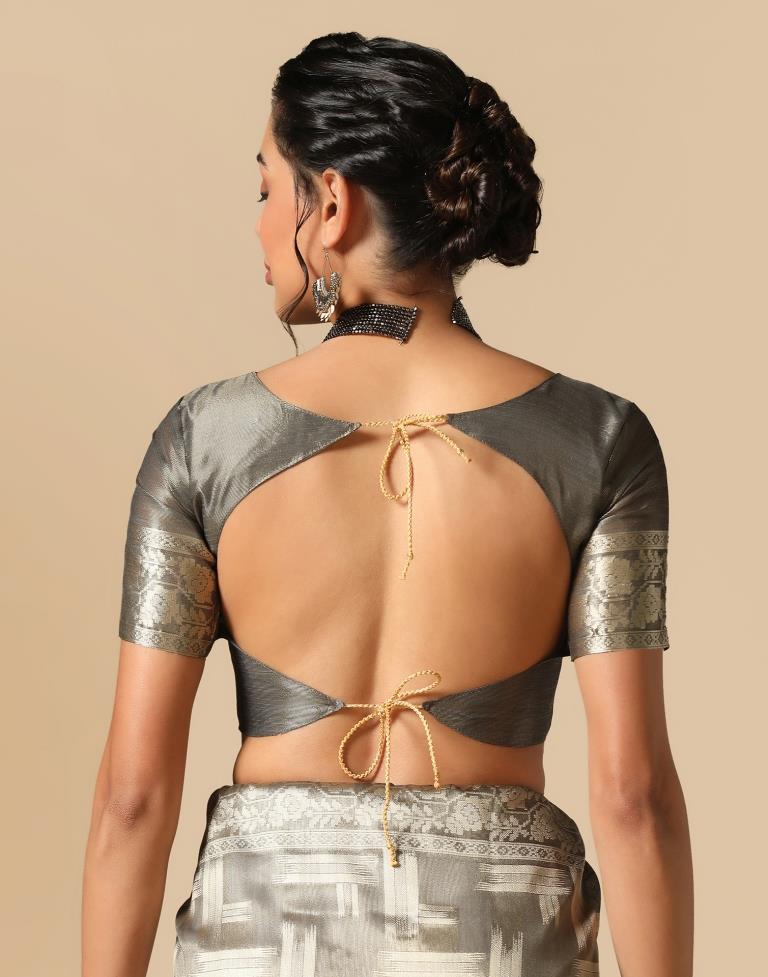 Grey Banarasi Jacquard Saree | Leemboodi