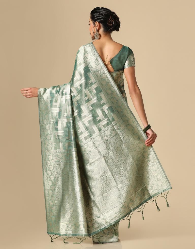 Mint Green Banarasi Jacquard Saree | Leemboodi
