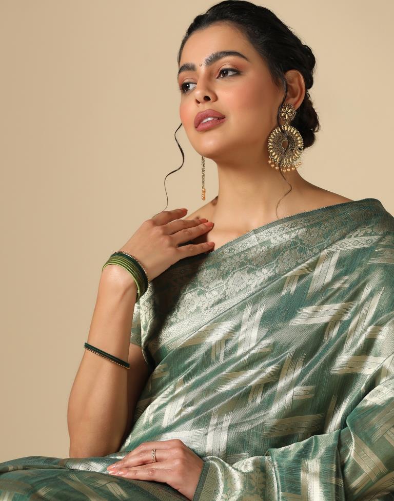Mint Green Banarasi Jacquard Saree | Leemboodi