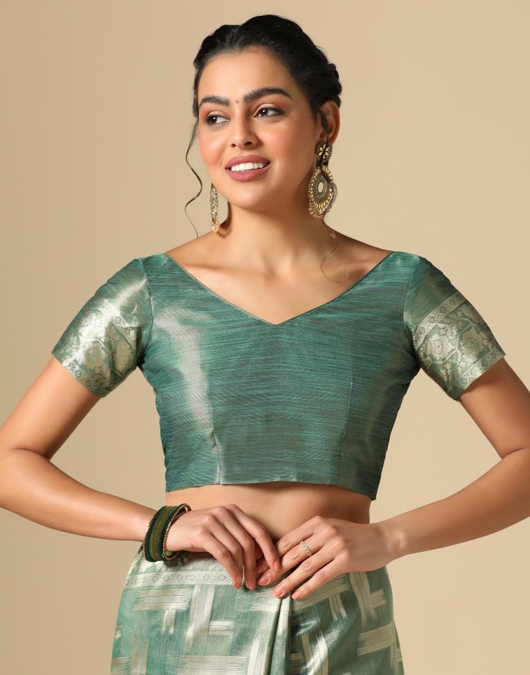 Mint Green Banarasi Jacquard Saree | Leemboodi