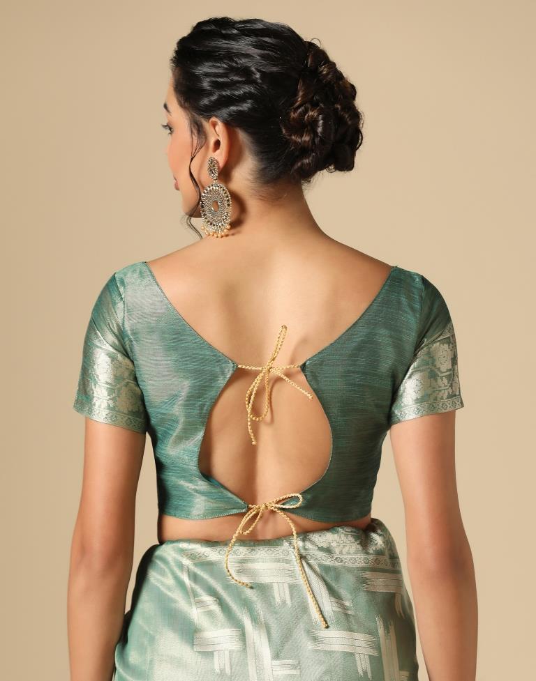 Mint Green Banarasi Jacquard Saree | Leemboodi