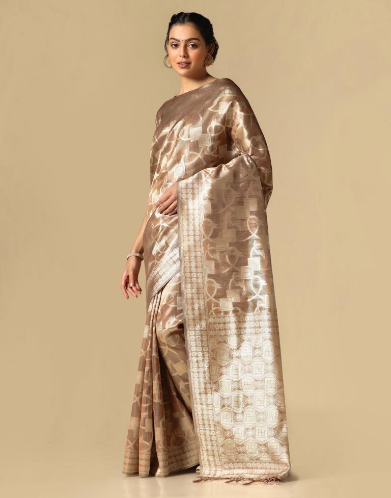 Brown Banarasi Jacquard Saree | Leemboodi