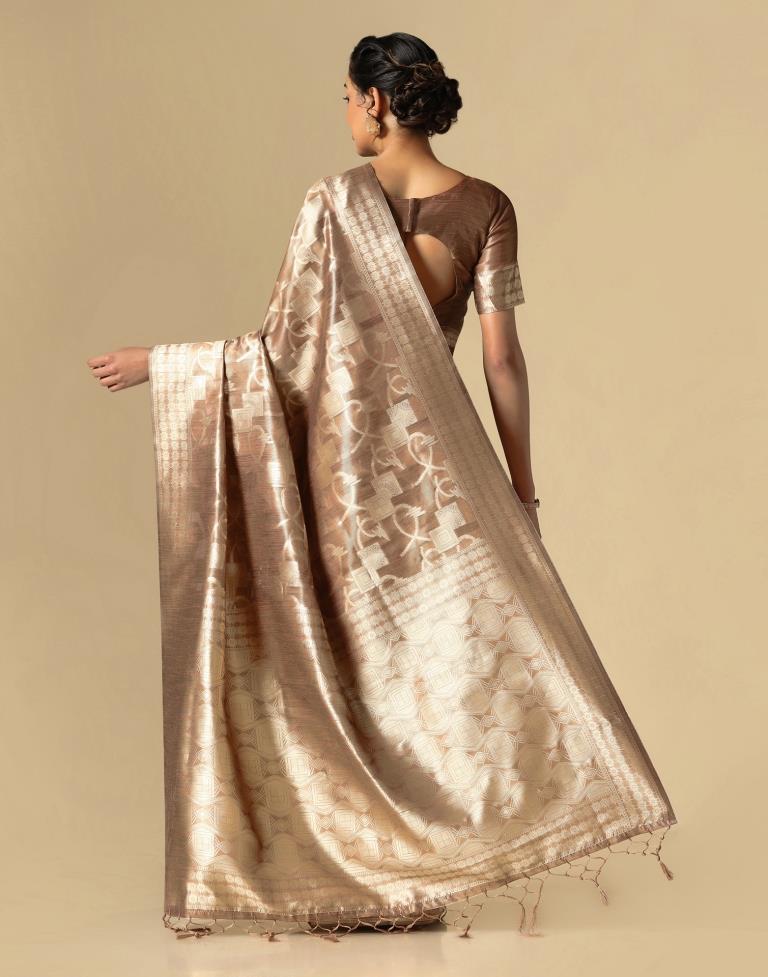 Brown Banarasi Jacquard Saree | Leemboodi