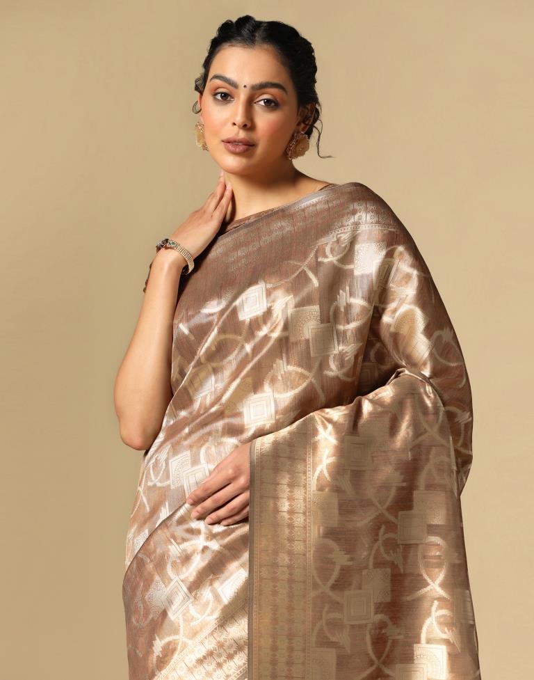 Brown Banarasi Jacquard Saree | Leemboodi