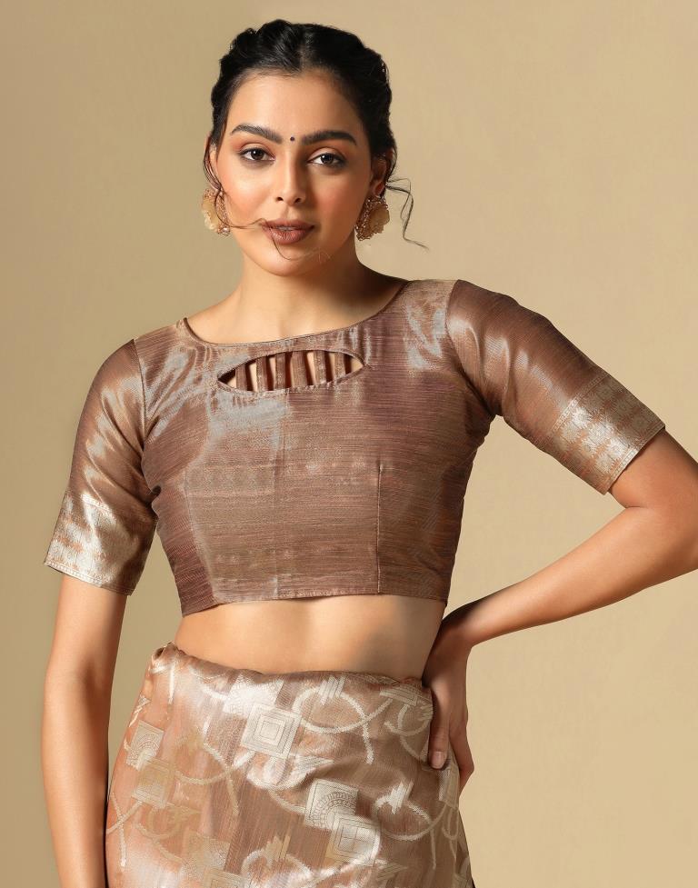 Brown Banarasi Jacquard Saree | Leemboodi