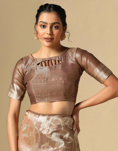 Brown Banarasi Jacquard Saree | Leemboodi