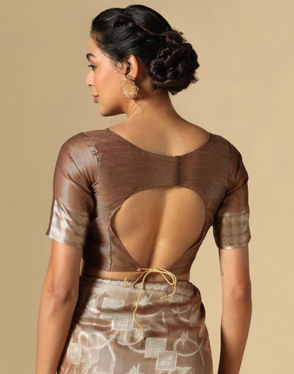 Brown Banarasi Jacquard Saree | Leemboodi
