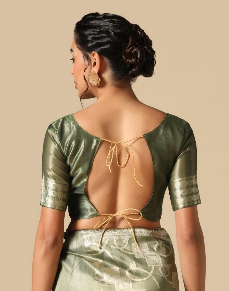 Mehandi Green Banarasi Jacquard Saree | Leemboodi