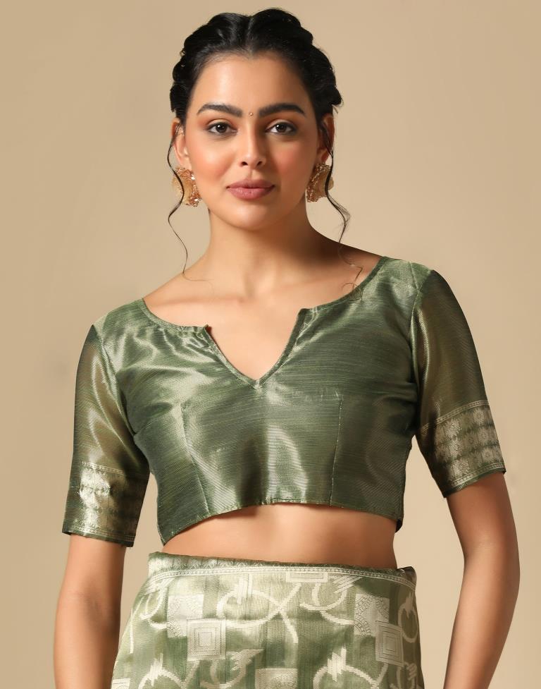 Mehandi Green Banarasi Jacquard Saree | Leemboodi