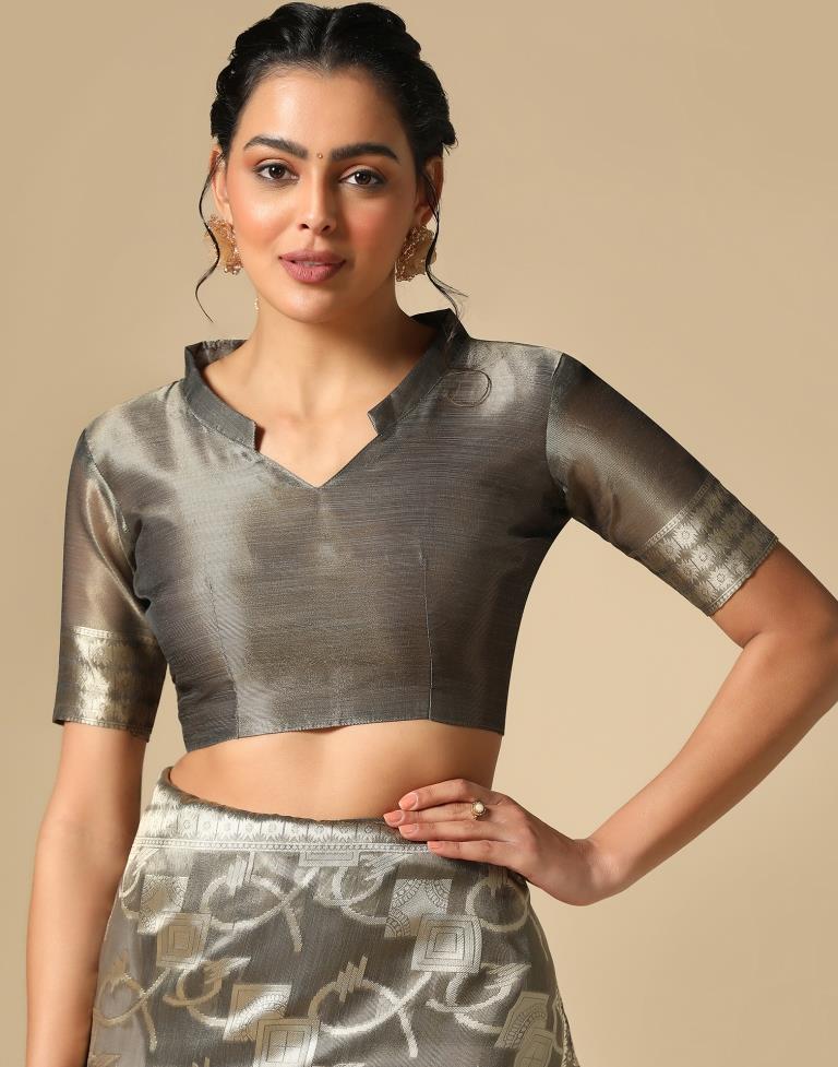 Grey Banarasi Jacquard Saree | Leemboodi